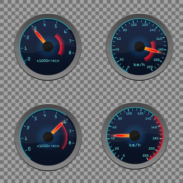 Set of realistic sensor panel with arrows