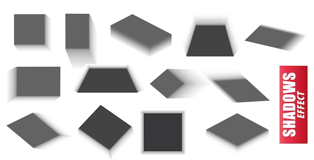 set realistic shadow effect isolated - 3d Illustration