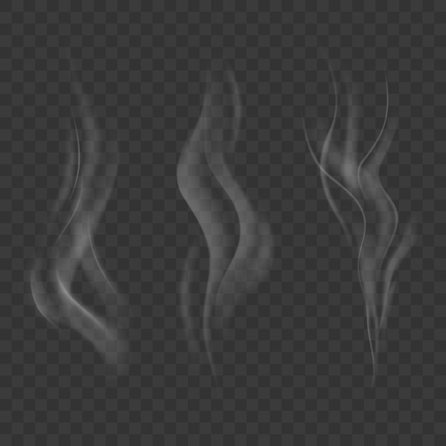 Vector set of realistic smoke on transparent background