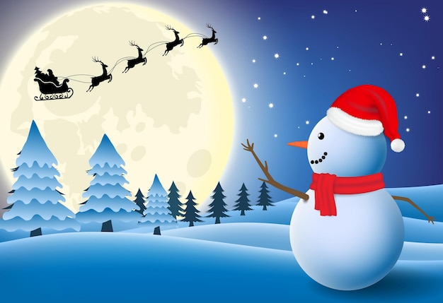 눈 덮인 배경이나 눈사람에 산타 모자와 함께 현실적인 눈사람 격리 또는 귀여운 눈사람 세트