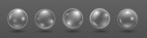 Vector set of realistic soap bubbles.