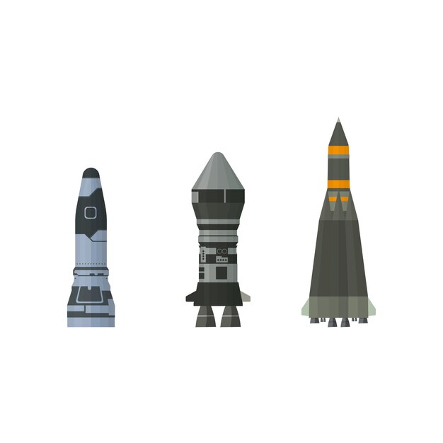 Vector set of realistic spaceships