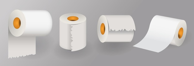 Vector set of realistic toilet paper roll for bathroom.