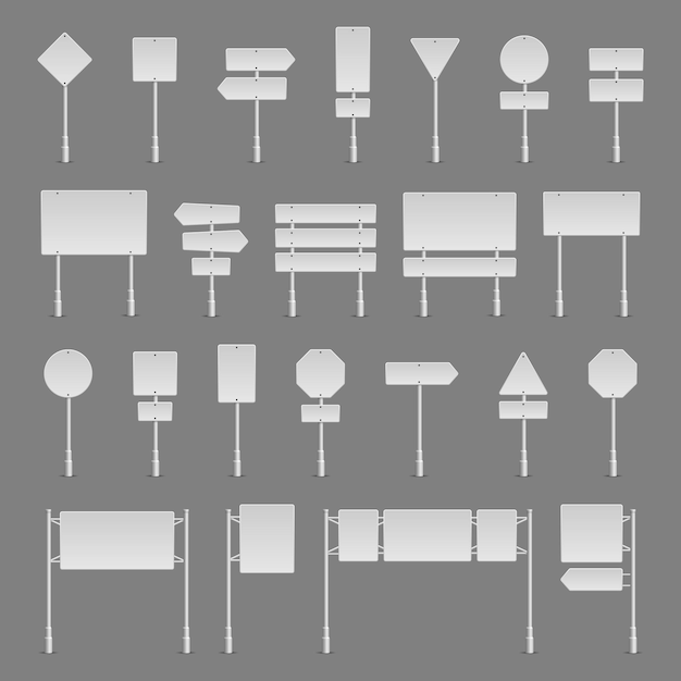 Vector set of realistic traffic signs roadsign symbol