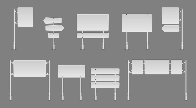 Vector set of realistic traffic signs roadsign symbol