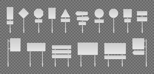 Set of realistic traffic signs roadsign symbol