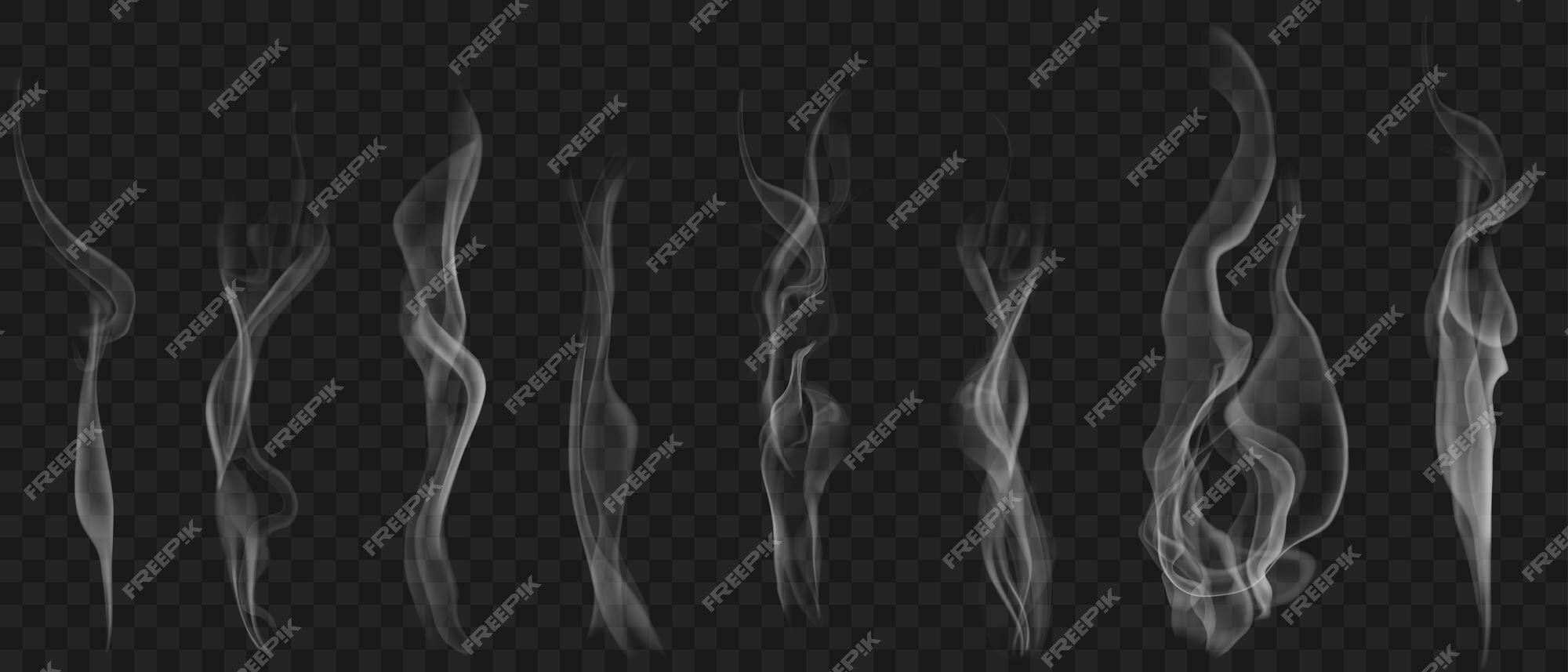 Premium Vector  Set of several realistic transparent smoke or