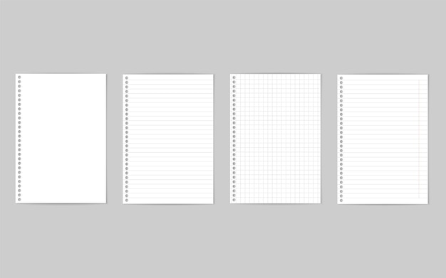 Set of realistic vector illustration of blank sheets of square