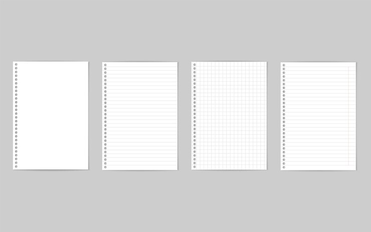 Vector set of realistic vector illustration of blank sheets of square