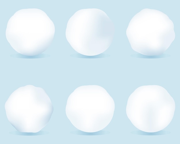 Vector set of realistic vector snowballs.winter frozen snow ball, christmas snow decorations.3d snowballs.