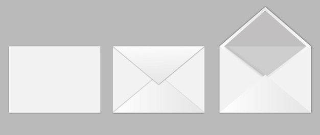 Set of realistic white envelopes