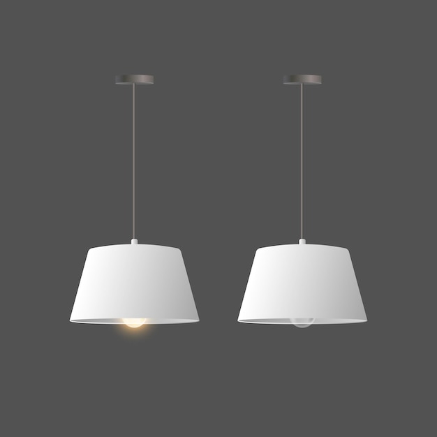 set of realistic white lights. Loft style ceiling light.