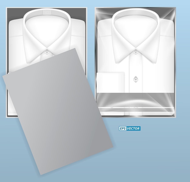 set of realistic white shirt with tie isolated or formal wear office for employee or classic white s