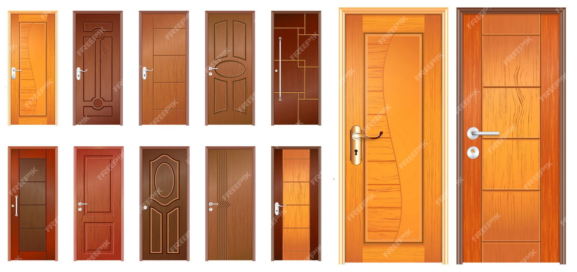 Premium Vector | Set of realistic wooden door isolated or ...