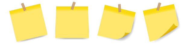 Set of realistic yellow sticks Isolated note collection with shadows Notes collection with shadow Vector illustration isolated on white background