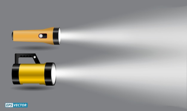 set realistische zaklampen met lichtstralen of handige elektrische zaklamp met schijnwerper of camping