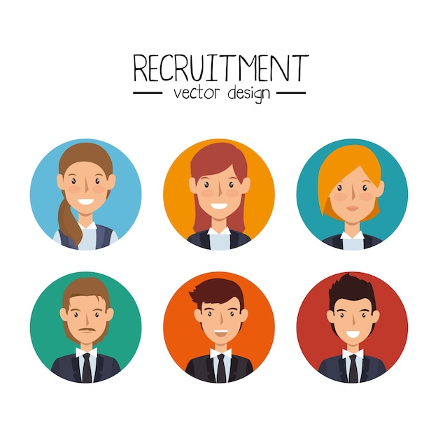 Set recruitment employee hired isolated v