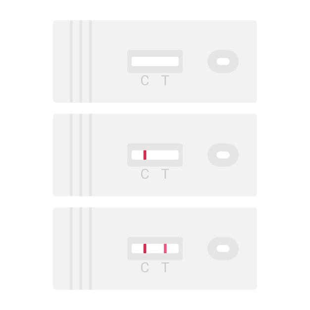 Set of rectangle pregnancy test results vector illustration. pregnancy positive and negative test