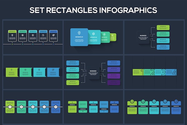 Impostare diagramma di rettangoli con opzioni di passaggi parti o processi modello per web su uno sfondo