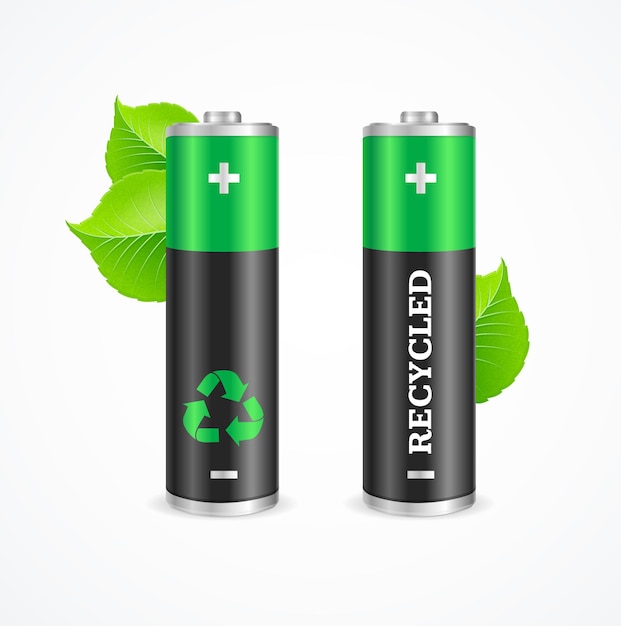 set of Recycled Battery Eco isolated on white