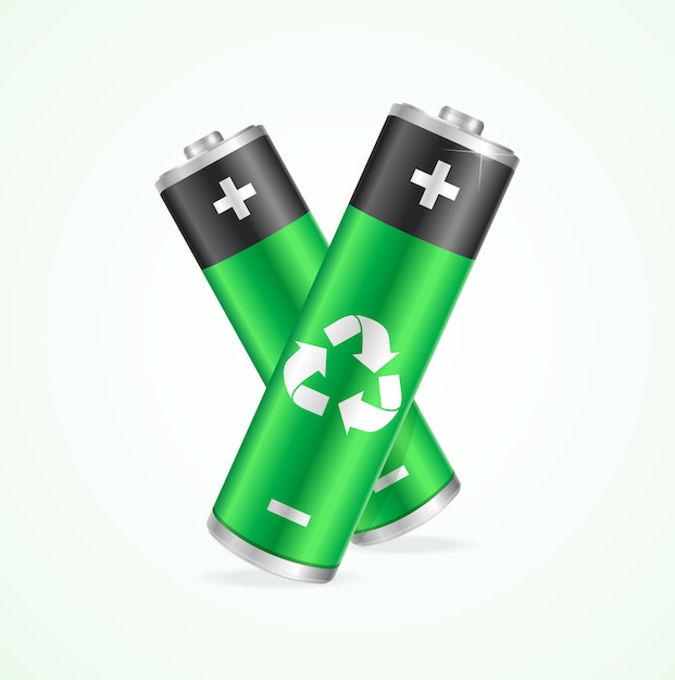 set of Recycling Battery isolated on white