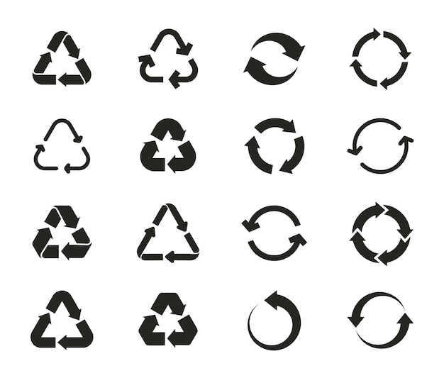 Vector set recycling iconen recycle symbool rotatie pijl pack hergebruik cyclus vector eco iconen