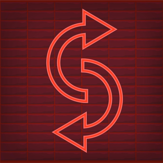 Set of red arrow neon effect isolated retro glow direction