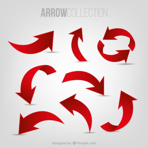 Vector set of red arrows