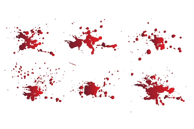 Set of red blood or paint splatter background