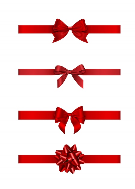 set of red bows and ribbons