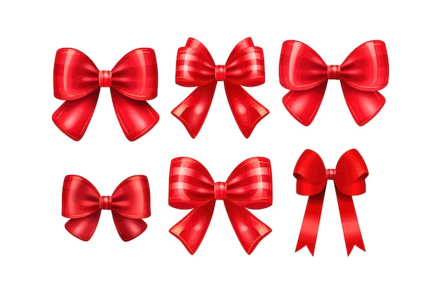 Set of red bows set on the transparent background Vector illustration design