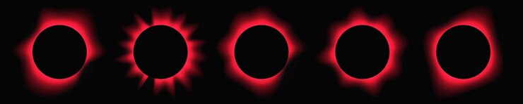 Vector set of red circle illuminate light frames