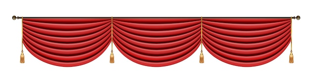 Set of red curtains to theater stage Mesh vector illustration