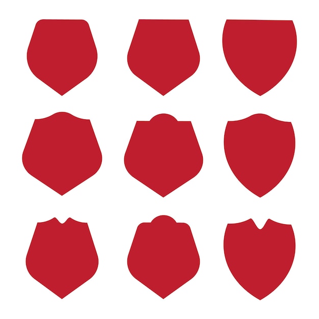 Set of Red Empty Badge Shape Banners