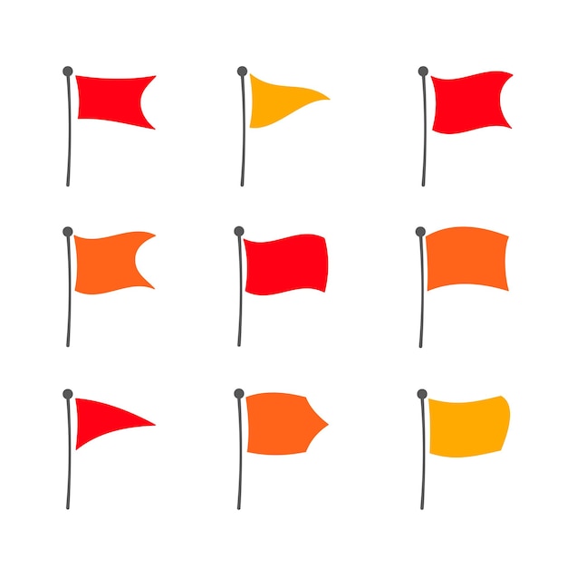 Vector set of red flag icons vector illustration