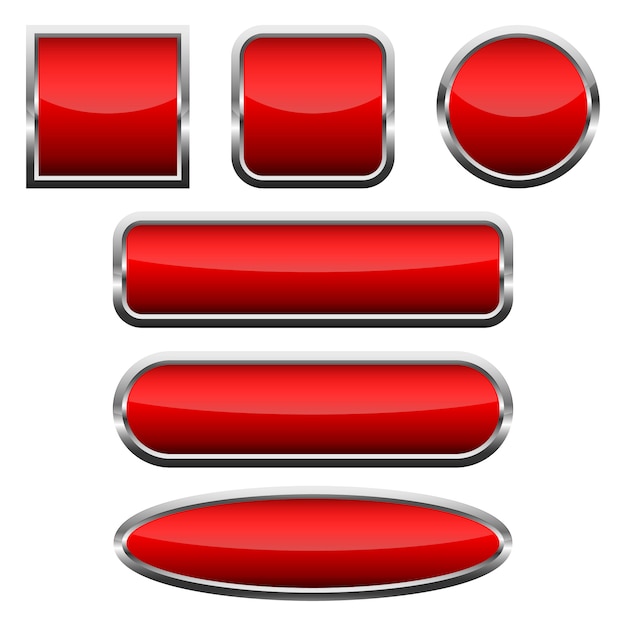 Set of red glossy buttons.  illustration.