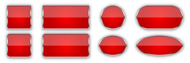 Vector set of red glossy buttons.