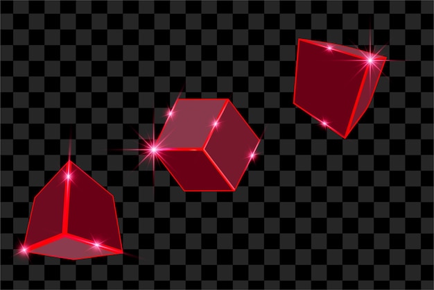 네온 효과 격리 요소 컬렉션이 있는 빨간색 광선 모양 상자 세트