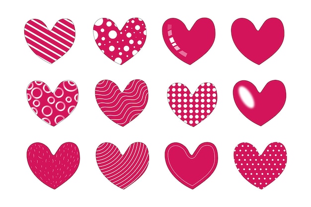 Vector set of red hearts