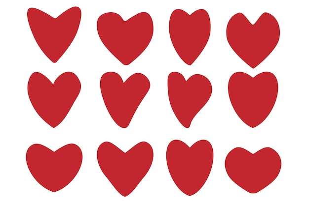 Vector set of red hearts