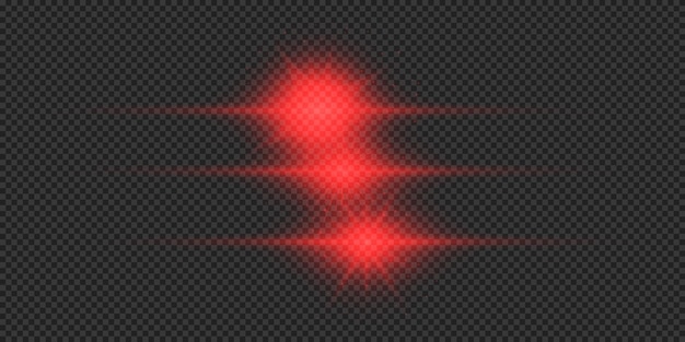 Vector set of red horizontal light effects of lens flares