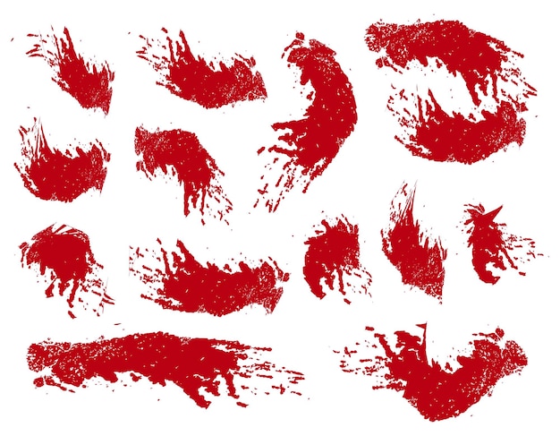 set of red ink splashes red and white ink splashes a splashes vintage texture set of stains splas