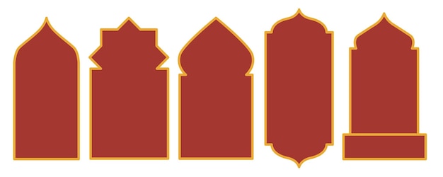 Set of red islamic shapes for frame design