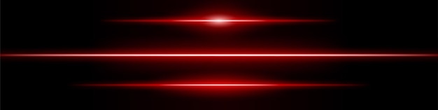 Красные неоновые полосы или светлая вспышка Тонкая линия с белым подсветом Лазерные лучи горизонтальные лучи Красивые отражения света Светящиеся полосы на черном фоне