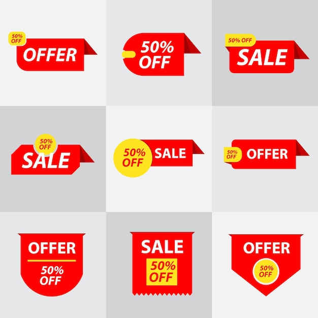 Set of red Price tags Tag design for black friday Realistic sales label