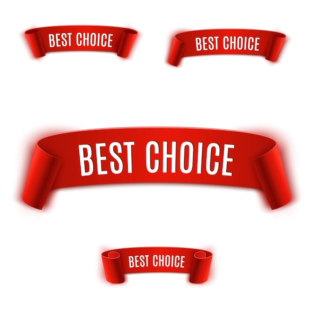 Vector set red realistic ribbon.