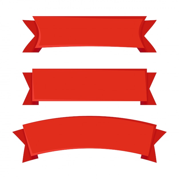 Vector set of red ribbons