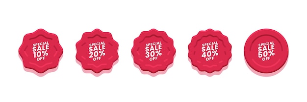 Vector set of red special sale discount labels