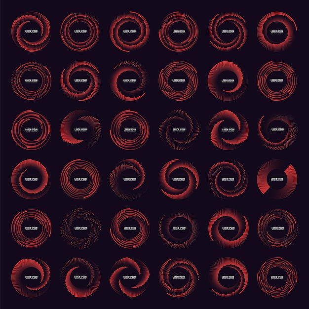 Set of red speed lines in circle form