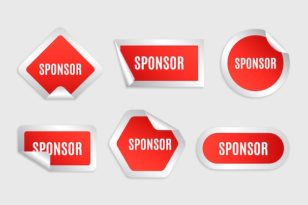 Set of red sponsor stickers